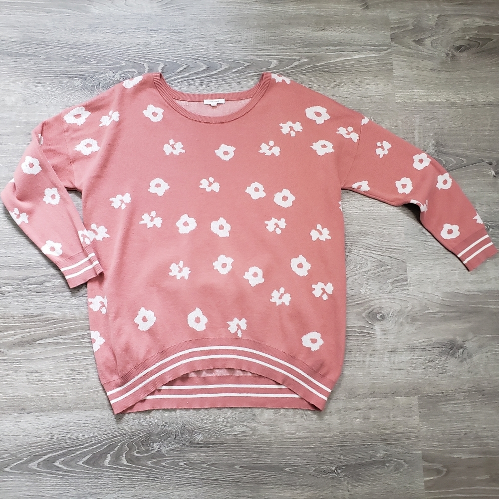 MAURICES Pink Floral Print Sweater